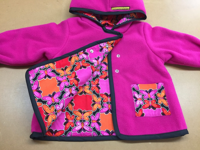Girls pink polar jacket with cotton lining Handmade Girls hoodie Kids polar jacket Kids long sleeves coat with pockets and hoodie