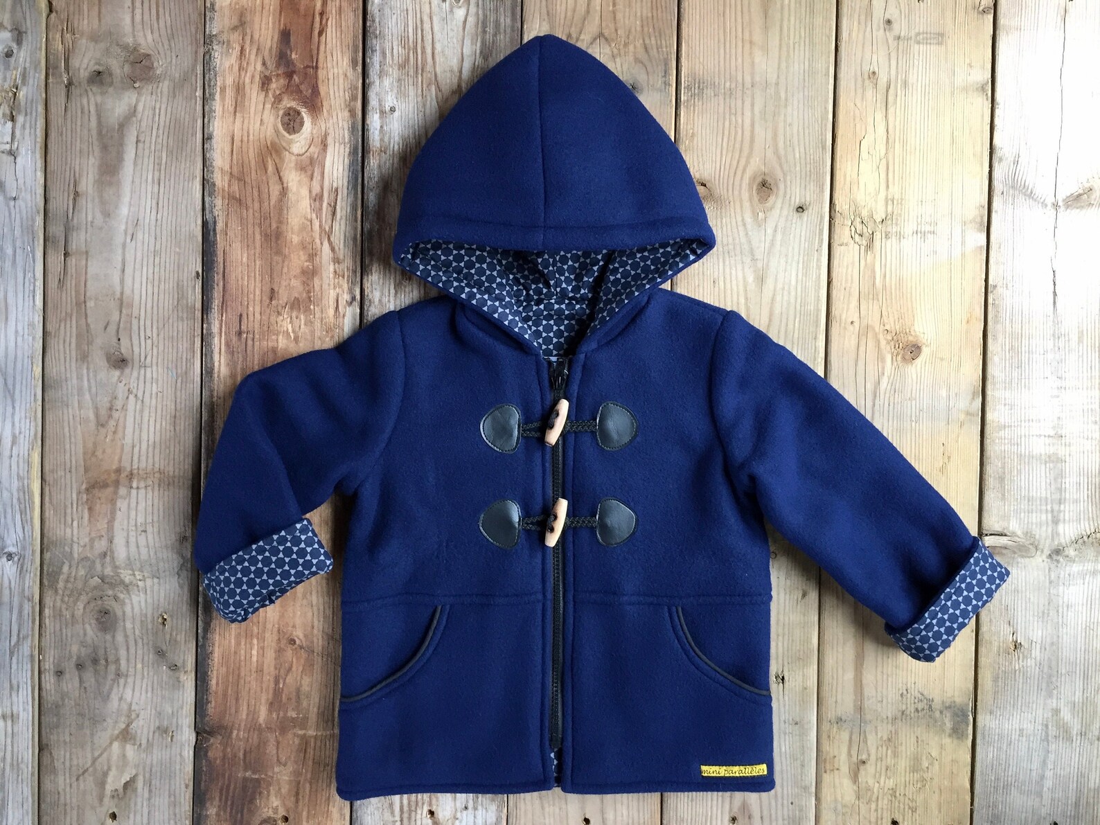Kids duffle coat Navy blue polar fleece jacket Boys duffle Etsy