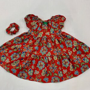 Floral dress, Red boho dress, Girls dresses, Summer dress, Colorful flowers dress, Mosaic-looking flowers, 100% cotton, Gift, Handmade image 3