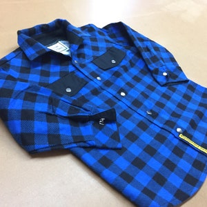 Kids lumberjack shirt, Long sleeves blue buffalo plaid shirt, Boys shirt, Girls shirt, Country shirt, Flannel shirt, Cotton shirt, Handmade image 1