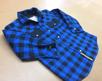 Kids lumberjack shirt, Long sleeves blue buffalo plaid shirt, Boys shirt, Girls shirt, Country shirt, Flannel shirt, Cotton shirt, Handmade