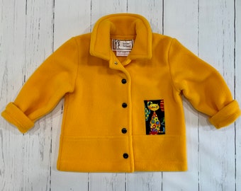 Cats Polar Fleece Jacket, Kids, Yellow Polar, Apply with fun cats, Girls Jacket, Toddler Polar Fleece, Lush polar fleece, No lined, Handmade