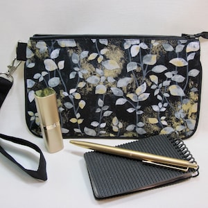 Estuche con cremallera para teléfono, Tela de follaje dorado, Estuche para teléfono celular, Estuche para teléfono de pulsera con llaveros, Estuche para teléfono celular para mujer, Cartera para teléfono, Hecho a mano