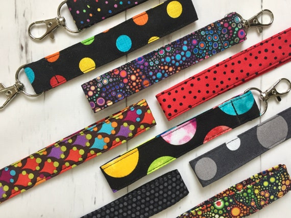 Fabric Lanyards Keychains Cute Key Holders ID Badge Holder Wristlet Lanyard Work Accessories Keychains Wristlet 100 Cotton Handmade Etsy