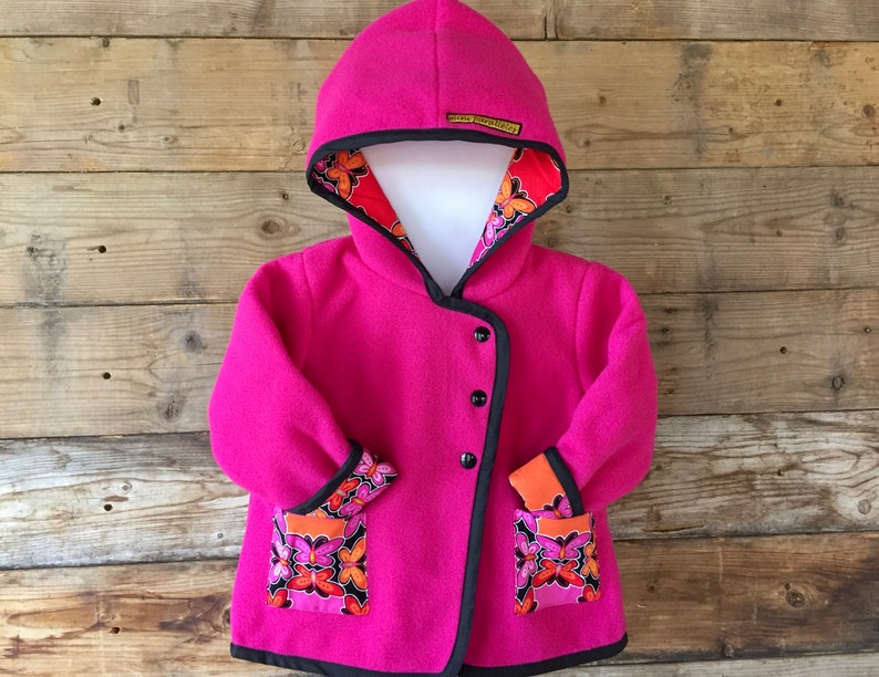 Girls pink polar jacket with cotton lining Handmade Girls hoodie Kids polar jacket Kids long sleeves coat with pockets and hoodie