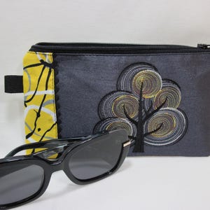 Estuche pequeño con cremallera, Bordado de árbol, Billetera pequeña, Estuche para lápices, Estuche para gafas de sol, Estuche para celular y pasaporte, Bolsa de maquillaje, Hecho a mano, Listo para enviar