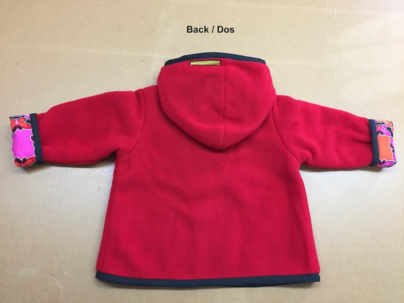 Girls red polar jacket with cotton lining Kids polar jacket Kids polar long sleeves coat with pockets and hoodie Girls hoodie Handmade