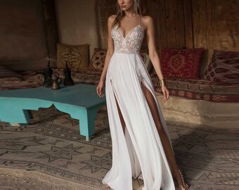 Boho Beach Wedding Dress Etsy