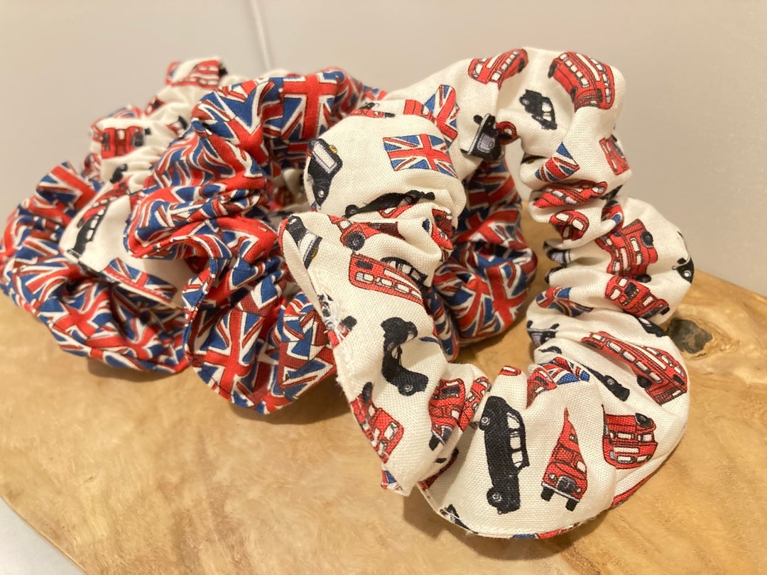 London Uk Union Jack Scrunchie Hair Tie Etsy