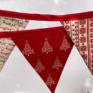 Christmas bunting. Classic traditional Scandi. Cottagecore. Red and cream. Priced per metre