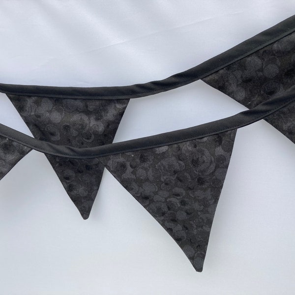 Black bunting garland. Tasteful and classy for mourning and funerals. Priced per metre