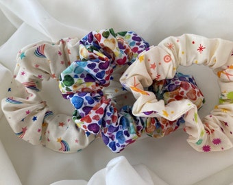 Rainbow hair Scrunchie. Assorted fabrics
