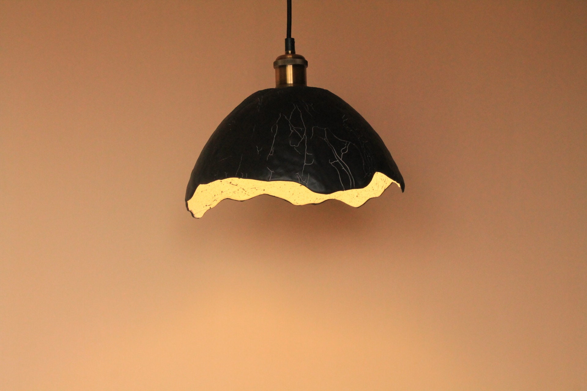 Black Ceramic Pendant Light Сeramic handmade pendant lamp Etsy