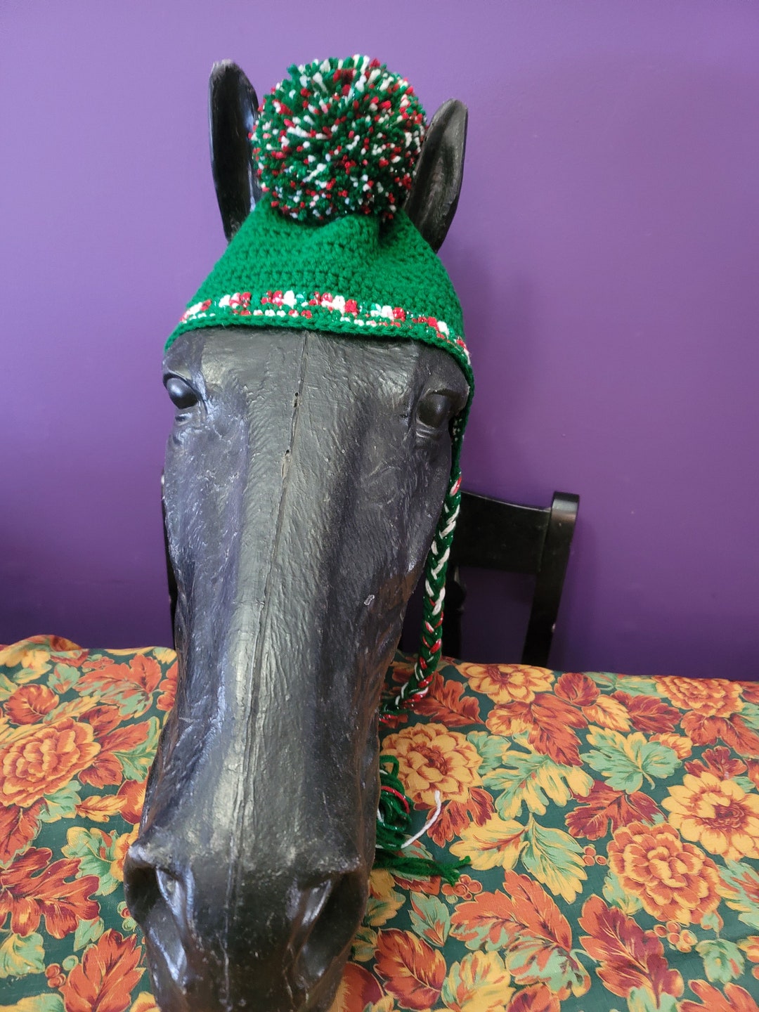 Christmas Horse Hat Only Christmas Green With Contrasting Etsy