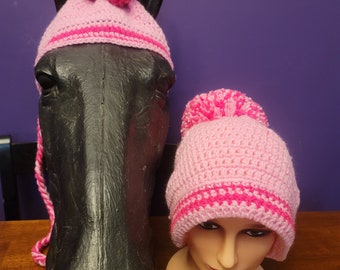 SALE!Light Pink/Pink Sparkle Reg size Horse Hat and Adult Riders Hat. This set is absolutely gorgeous if you're a pink lover! Ready to ship!