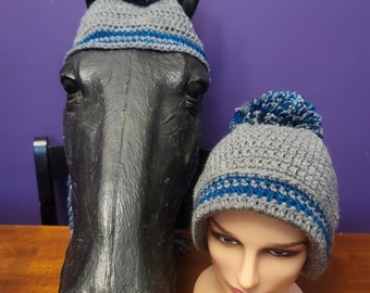 SALE!Gray Teal Sparkle Reg size horse hat with matching adult riders hat.  hat set is ABSOLUTELY Gorgeous Sparkles in Sunlight Ready to ship