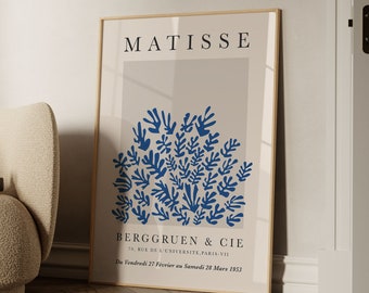 Blue Matisse Abstract Art Print: Modern Beige La Gerbe Poster (Digital Download)