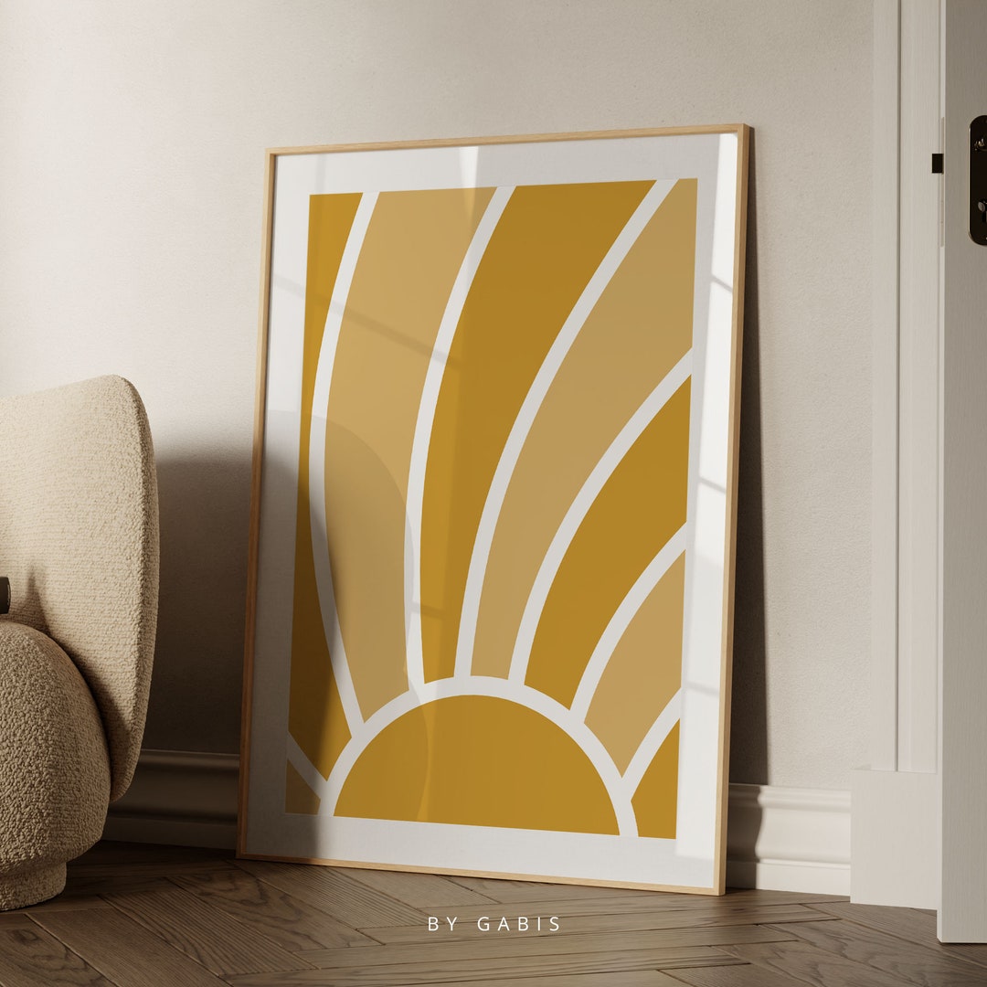 Rising Sun Abstract Art Print: Warm Yellow Sunrise (digital Download ...