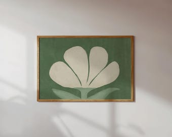 Impression minimaliste de fleurs de tulipes | Art mural botanique, peinture à l'huile vert foncé