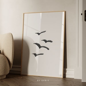 Vögel druckbare Wandkunst abstrakte schwarz weiß minimalistische ästhetische Natur Druck moderne Vögel Silhouette Poster | Sofort Download