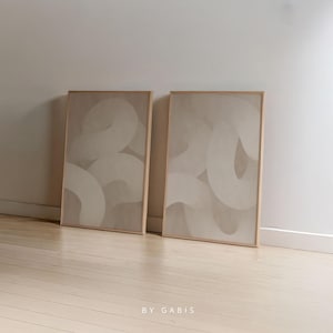 Set di stampe con linee astratte: arte minimalista beige e marrone (download immediato)