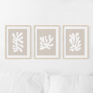 Set of 3 Henri Matisse Printable Wall Art Neutral Beige Floral Digital ...