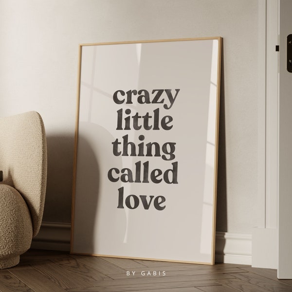 Crazy Little Thing Called Love Printable Wall Art Retro Aesthetic Poster Queen Song Music Lyrics Print | Instant Download