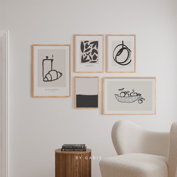 Modern Minimalist Gallery Wall Art: Black & White, Kitchen Posters