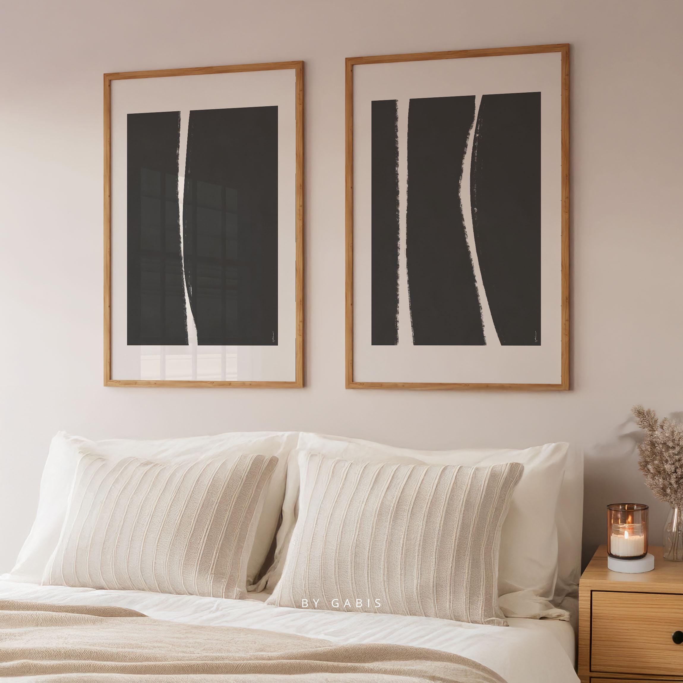 Minimalist Abstract Art Prints: Black and White Gallery Wall (set of 2 ...
