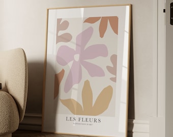 Les Fleurs Printable Wall Art Floral Vintage Exhibition Neutral Pastel Tones Poster Botanical Instant Download