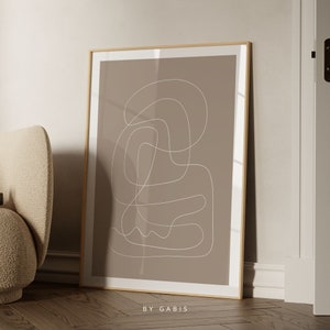 Abstract Lines Printable Wall Art White and Beige Line Art Print Modern Aesthetic Instant Download