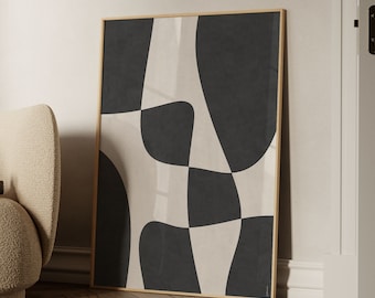 Black and Beige Abstract Art Print: Modern Minimalist Wall Decor (Digital Download)