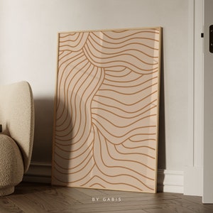 Abstract Lines Printable Wall Art Neutral Beige Line Art Print Modern Aesthetic Instant Download