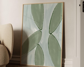 Abstract Organic Shapes Art Print: Green & Blue Modern Home Decor (Digital Download)