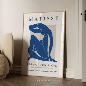 Blue Henri Matisse Printable Wall Art Vintage Exhibition Poster Abstract Woman Minimalist Print