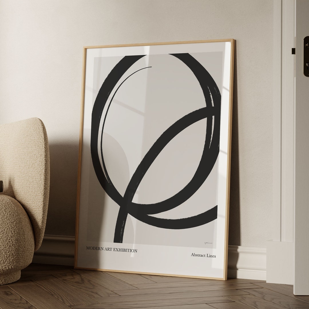 premium photo | a classic black and white line graph... Black and White Abstract Line Art Print | Modern Minimalist (digital ...