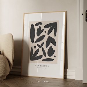 Les Fleurs Exhibition Print: Vintage Minimalist Floral Wall Art (Instant Download)