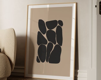 Abstract Black and Brown Printable Wall Art: Modern Minimalist Print (Digital Download)