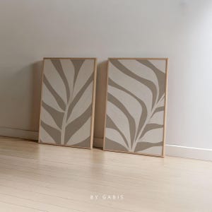 2er Set Palmenblätter: Neutrale botanische Wandkunst (digitaler Download)