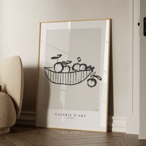 Oranges Print: Black & White Fruit Bowl, Minimalist Kitchen Wall Art (Instant Download)