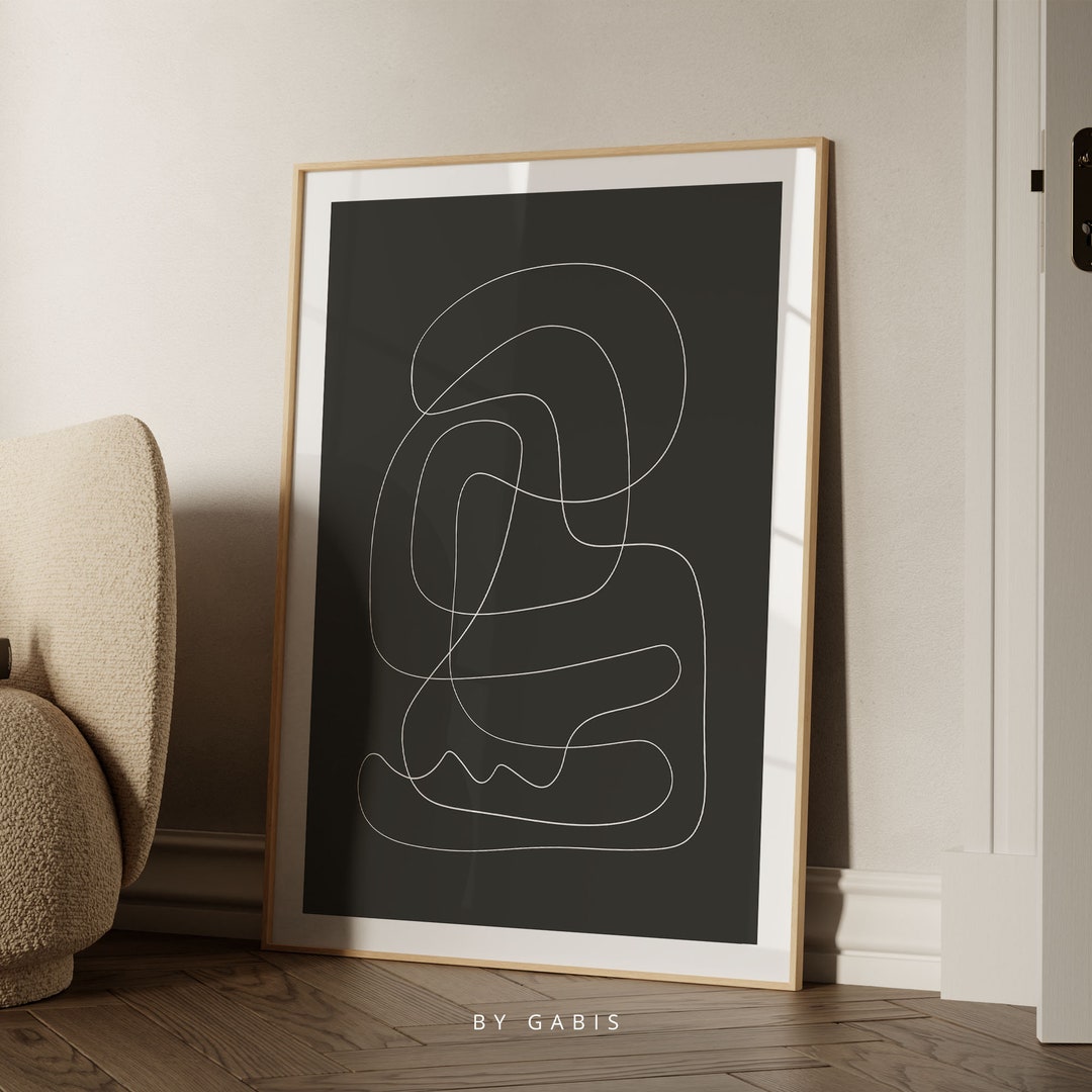 Abstract Line Art Print: Black and White Modern Wall Decor (instant ...
