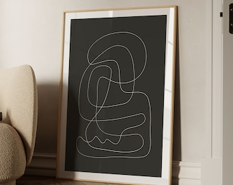 Abstract Line Art Print: Black and White Modern Wall Decor (Instant Download)