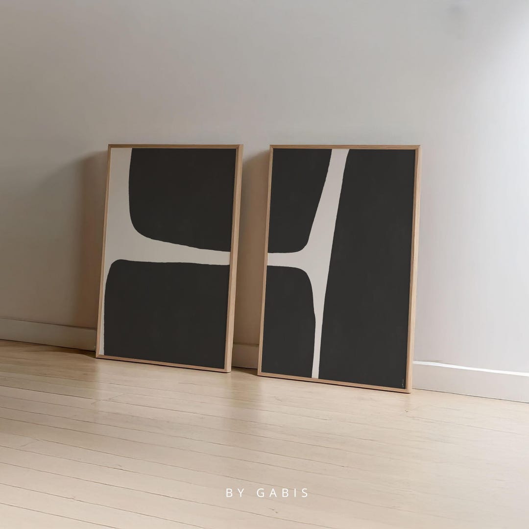 Abstract Art Prints: Black & White Minimalist Modern Wall Decor (set of ...
