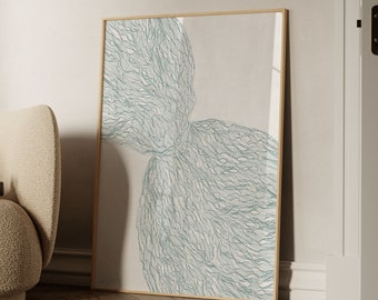 Abstract Blue Print: Abstract Poster, Modern Organic Lines Wall Art (Instant Download)