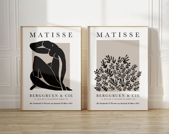Set of 2 Henri Matisse Printable Wall Art Neutral Abstract Woman Digital Download La Gerbe Abstract Vintage Gallery Wall