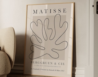 Henri Matisse Abstract Printable Wall Art La Gerbe Vintage Exhibition Poster Digital Download Neutral Floral Minimalist Print