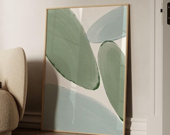 Abstract Organic Shapes Art Print: Green & Blue Modern Home Decor (Digital Download)