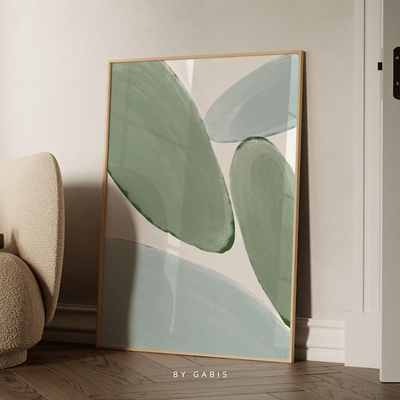 Abstract Organic Shapes Art Print: Green & Blue Modern Home Decor (Digital Download)