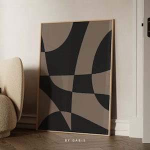 Modern Printable Wall Art Abstract Print Black and Brown Aesthetic Minimalist Poster Dark Contemporary Wall Art | Instant Download