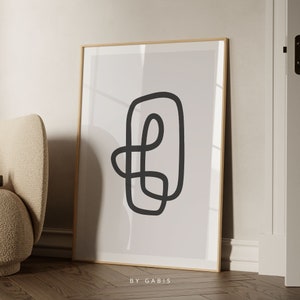 Abstract Line Art Print: Modern Black and White Minimalist Wall Decor (Instant Download)